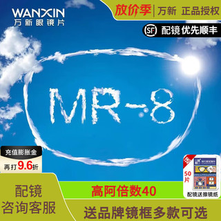 winsee 万新 MR-8超韧1.60防蓝光镜片（2片)+送镜框