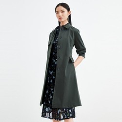 Juzui 玖姿 商场同款JZ玖姿墨绿色风衣女装秋季中长款外套