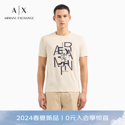 EMPORIO ARMANI 阿玛尼 ARMANI EXCHANGE24春季AX男装短袖解构徽标印花T恤 L 1792杏色