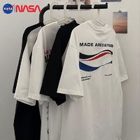 NASAOVER NASA美式复古印花重磅纯棉短袖t恤男女夏季休闲宽松百搭情侣上衣