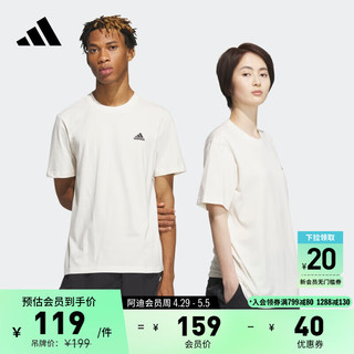 adidas 阿迪达斯 官方轻运动男女情侣款纯棉休闲上衣圆领短袖T恤 米白 A/XS