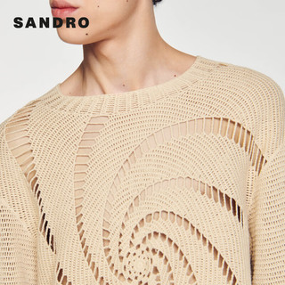 SANDRO2024春夏男装法式美拉德镂空螺旋针织上衣SHPTR00546 G177/浅褐色 XS