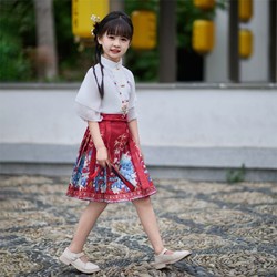 女童马面裙短款2024年新款套装短袖上衣中国风夏季超仙半身裙汉服