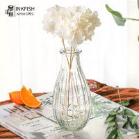 墨斗鱼 透明玻璃花瓶摆件 花器竖纹款