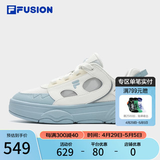 FILA 斐乐 FUSION斐乐潮牌女鞋RAPTURE专业滑板鞋2024夏时尚休闲鞋 奶白/纯蓝-GS 36