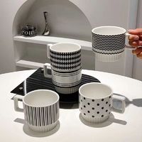 波点马克杯子ins高颜值带把手创意陶瓷男女生小众设计感咖啡杯子