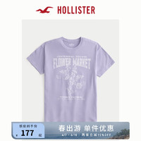 HOLLISTER24春夏棉质美式风宽松图案圆领短袖T恤 女 358290-1 浅紫色 XS (160/84A)