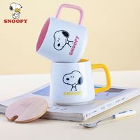 SNOOPY 史努比 带盖勺办公陶瓷杯时尚创意咖啡杯办公杯可爱马克杯女