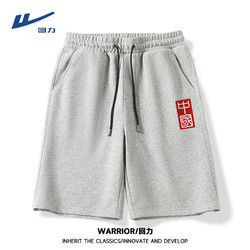 WARRIOR 回力 国风灰色运动短裤男士外穿大码夏季宽松纯棉运动休闲五分裤潮