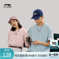 LI-NING 李宁 短袖T恤男女2024新款运动时尚系列春季圆领宽松休闲运动服