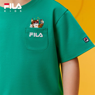 FILAxWiggleWiggle斐乐儿童上衣2024夏季小童T恤男童凉感短袖 球场绿-GN 110cm