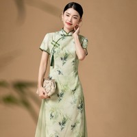 SIERLI.COLLECTION 斯尔丽 夏季旗袍碎花改良连衣裙中国风立领中长连衣裙