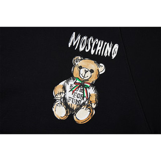 MOSCHINO莫斯奇诺24早春女士Teddy Bear手绘线条小熊徽标连帽卫衣 黑色 40