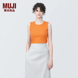 无印良品（MUJI） 女式 罗纹 背心 吊带上衣女款内搭打底 无袖 遮副乳 BB2PIA4S 橙色 S 155/80A