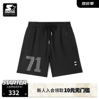 STARTER 复古休闲短裤男女同款2024夏季美式复古风小鬼印花 黑色 L 175/80A