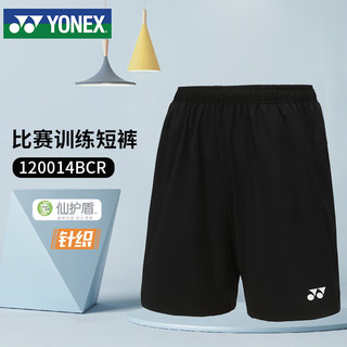 YONEX 尤尼克斯 羽毛球服吸汗透气男款运动健身短裤120014BCR黑O/XL