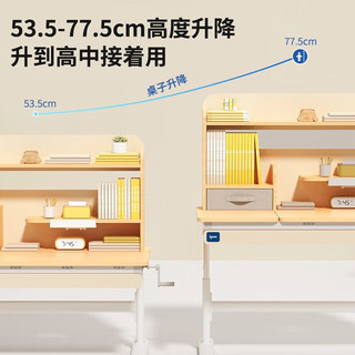 爱果乐儿童学习桌椅可升降实木书桌中小写字套装加高书架1.2m 【实木+加高书架+动态追背】