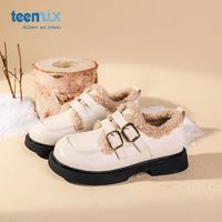 百亿补贴：TEENMIX 天美意 童鞋2023年冬季新款儿童女加绒乐福鞋舒适保暖英伦风公主鞋
