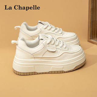 La Chapelle 女鞋夏季厚底小白鞋女增高百搭板鞋休闲运动鞋子女 米色 38