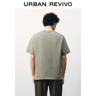 URBAN REVIVO 男士艺术感贴布绣宽松T恤衫 UMF440061 浅绿 S