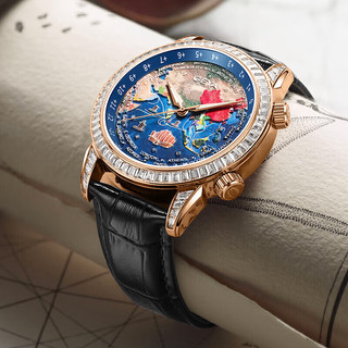 格雅（GEYA）郑和下西洋 航海家系列 世界时间 机械手表防水男士手表 