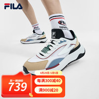 FILA 斐乐 官方男鞋PIONIERE摩登运动鞋2024夏季新款休闲鞋跑步鞋 明亮白/米黄色-BB 42