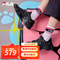 FILA 斐乐 官方猫爪家族女鞋老爹鞋复古时尚轻便情侣运动鞋 黑-BK 39