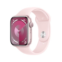 Apple 苹果 Watch Series 9 智能手表GPS款45毫米粉色铝金属表壳 亮粉色运动型表带M/L 健康电话手表