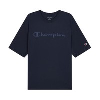 Champion 男女同款夏短袖T恤胶印草写logo情侣装纯棉舒适