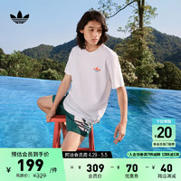 adidas 阿迪达斯 印花纯棉运动上衣圆领短袖T恤男装夏季阿迪达斯官方三叶草 白 M