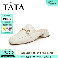 TATA 他她 2024春包头穆勒鞋半拖鞋凉拖鞋女7IDA8AH4 米白 37