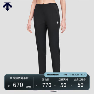 DESCENTE 迪桑特 PT ZERO弹力女士梭织运动长裤 黑色-BK L(170/70A)