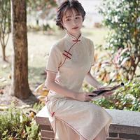 f.e.v 长款旗袍年轻款少女2024年复古改良连衣裙中国风日常夏季