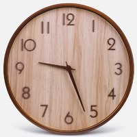 威灵顿 挂钟木创意家居钟表墙上挂钟 简约时钟 客厅时尚个性挂钟 14英寸简欧数字C款