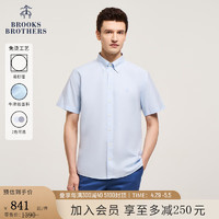 布克兄弟（BrooksBrothers）男士24春夏修身版免烫牛津纺纯色短袖休闲衬衫 4000-蓝色 M