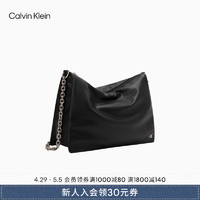 Calvin Klein女包24春夏时尚通勤金属字母拉链链条单肩斜挎包枕头包DH3575 001-太空黑