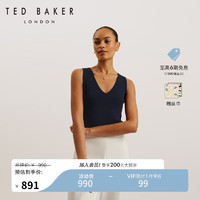 Ted Baker2024春夏女士纯色修身V领针织背心上衣270661 藏青色 0