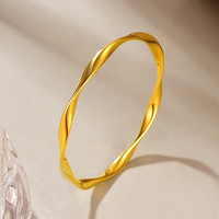 蒂蔻（Tico）时尚足金莫比乌斯环黄金戒指女无氢5D硬金菱形戒指女友