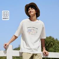 Semir 森马 2024夏季设计感印花落肩显瘦休闲男士短袖t恤男