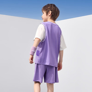 迪士尼（DISNEY）童装儿童男童短袖套装速干篮球T恤中裤两件套24夏DB421UE05紫110 涂鸦紫-男