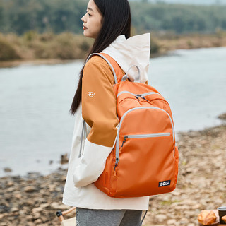 高尔夫（GOLF）可折叠双肩包男女电脑包15.6英寸笔记本出差旅行背包户外登山运动 热带橙色-小包为折叠效果