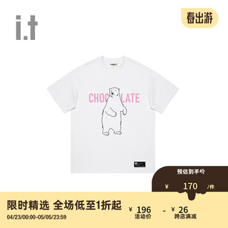 :CHOCOOLATE it男装圆领短袖T恤2024夏季简约休闲半袖003010 WHX/白色 S