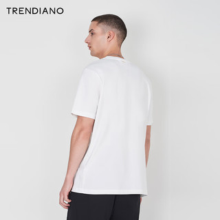 TRENDIANO镂空绣花纯棉T恤2024年夏季上衣轻奢潮牌时尚休闲男 米白 XL