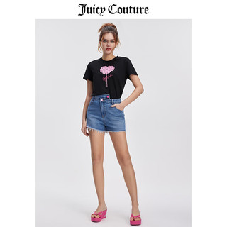 JUICY COUTURE【浪漫520】橘滋T恤女24夏季美式休闲短袖百搭圆领半袖上衣 白色-S XS