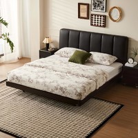 QuanU 全友 家居板式床复古怀旧卧室家具悬浮床小户型软包双人大床129011