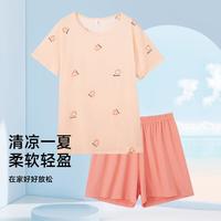 香蜜闺秀 睡衣女夏季薄款家居服短袖短裤清凉可外穿睡衣套装