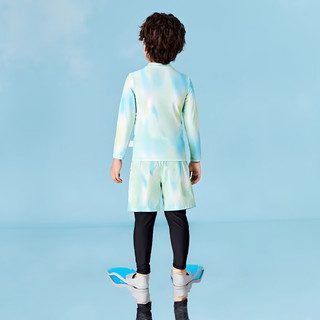 迷你巴拉【轻凉防晒】男童泳衣抗UV高弹分体泳衣套装UPF50+ 蓝绿色调00384 120cm