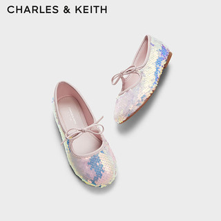 CHARLES&KEITH24夏季亮片蝴蝶结儿童玛丽珍鞋CK9-70380002 粉红色Pink 28码