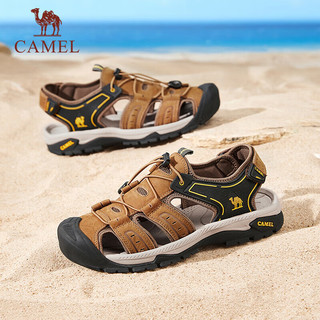 骆驼（CAMEL）男士户外包头洞洞沙滩溯溪休闲凉鞋 G14M307613 黄棕 42