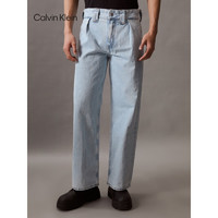 Calvin Klein【田柾国同款】 Jeans24春夏男褶裥腰边纯棉宽松牛仔裤J325770 1AA-牛仔浅蓝 34